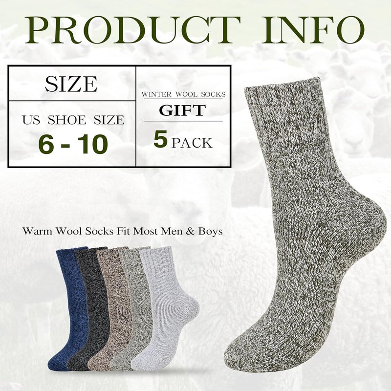 Clothclose Wool Socks - Winter Warm Wool Socks for Women Men, Soft Cozy Sock, Thick Knit Crew Boot Sock for Women Men - Image 3